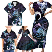Personalised Polynesia Suicide Prevention Awareness Family Matching Short Sleeve Bodycon Dress and Hawaiian Shirt No Story Should End Too Soon LT05 - Polynesian Pride