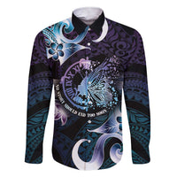 Personalised Polynesia Suicide Prevention Awareness Family Matching Short Sleeve Bodycon Dress and Hawaiian Shirt No Story Should End Too Soon LT05 Dad's Shirt - Long Sleeve Purple - Polynesian Pride