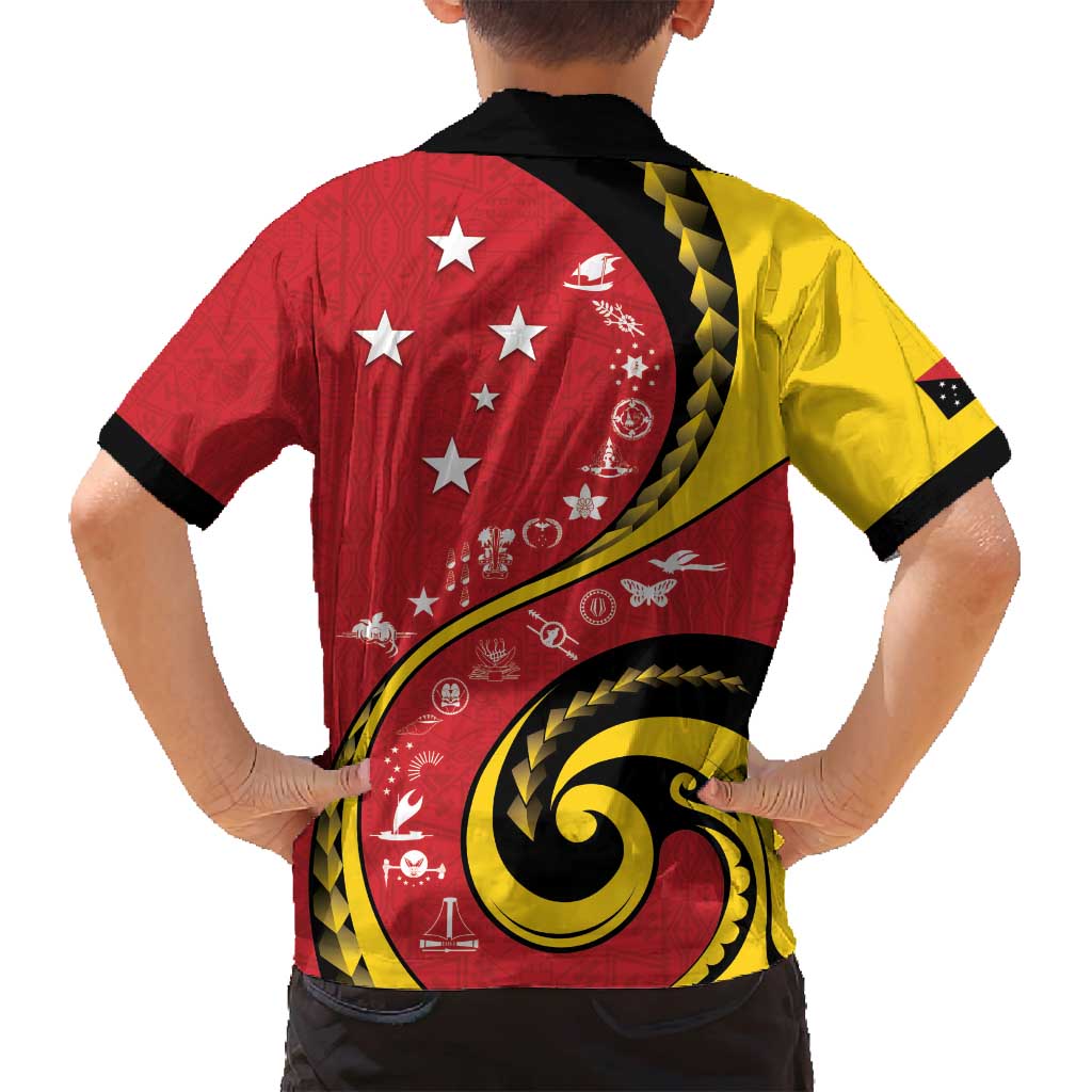 Papua New Guinea 50th Independence Anniversary Family Matching Tank Maxi Dress and Hawaiian Shirt Special Style Red Version LT05 - Polynesian Pride