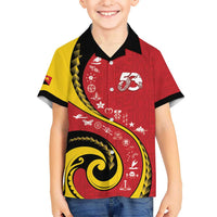 Papua New Guinea 50th Independence Anniversary Kid Hawaiian Shirt Special Style Red Version - Polynesian Pride