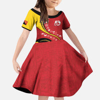 Papua New Guinea 50th Independence Anniversary Kid Short Sleeve Dress Special Style Red Version - Polynesian Pride