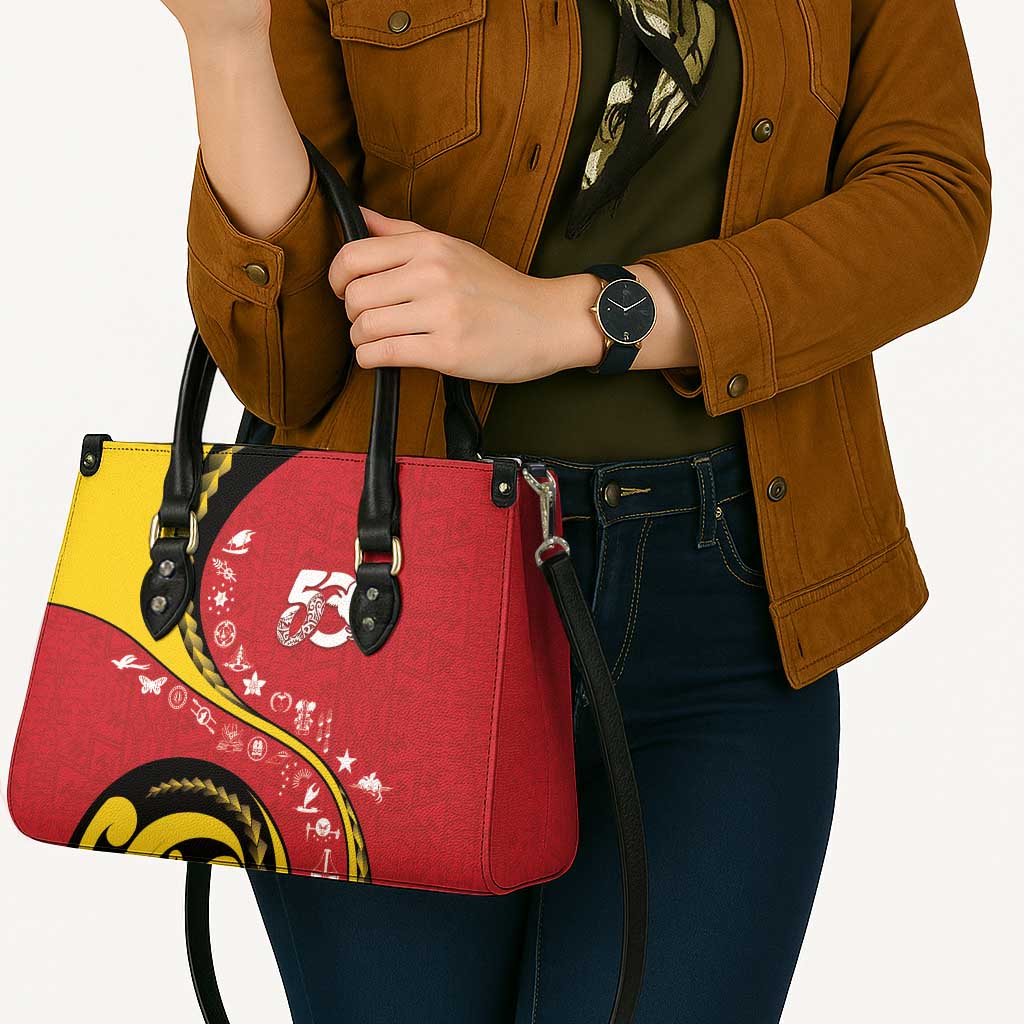 Papua New Guinea 50th Independence Anniversary Leather Bag Special Style Red Version - Polynesian Pride