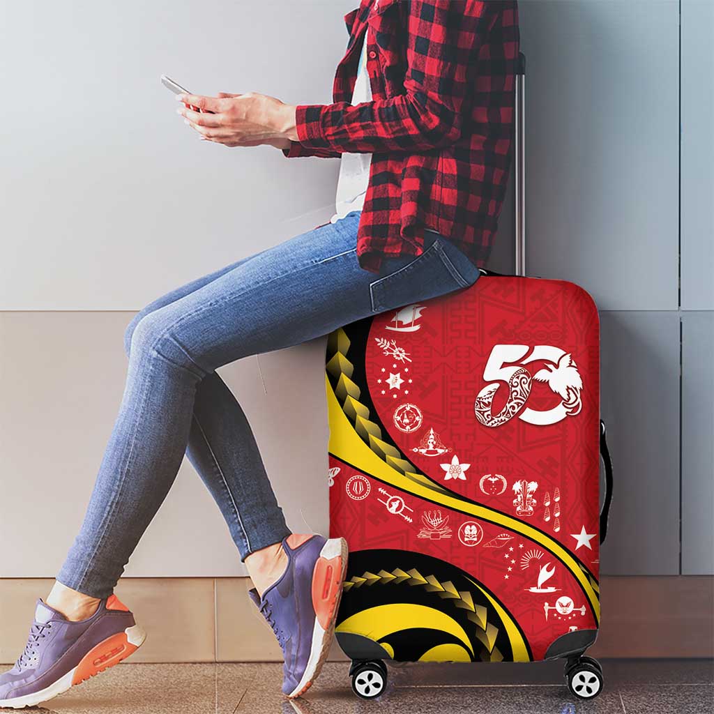 Papua New Guinea 50th Independence Anniversary Luggage Cover Special Style Red Version - Polynesian Pride
