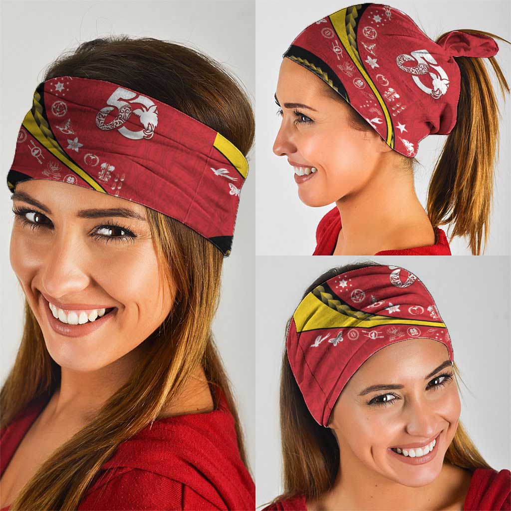 Papua New Guinea 50th Independence Anniversary Neck Gaiter Special Style Red Version - Polynesian Pride