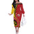 Papua New Guinea 50th Independence Anniversary Off The Shoulder Long Sleeve Dress Special Style Red Version - Polynesian Pride