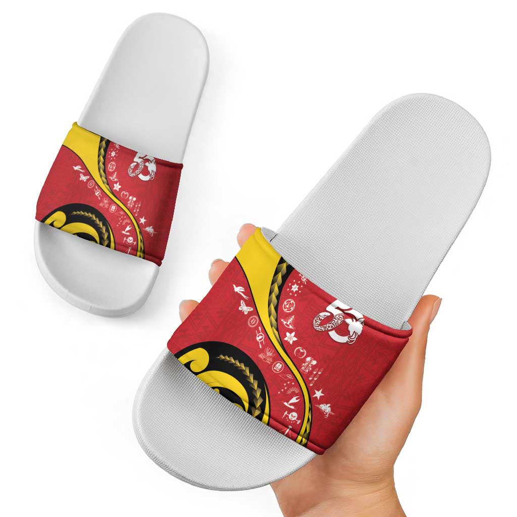 Papua New Guinea 50th Independence Anniversary Slide Sandals Special Style Red Version - Polynesian Pride