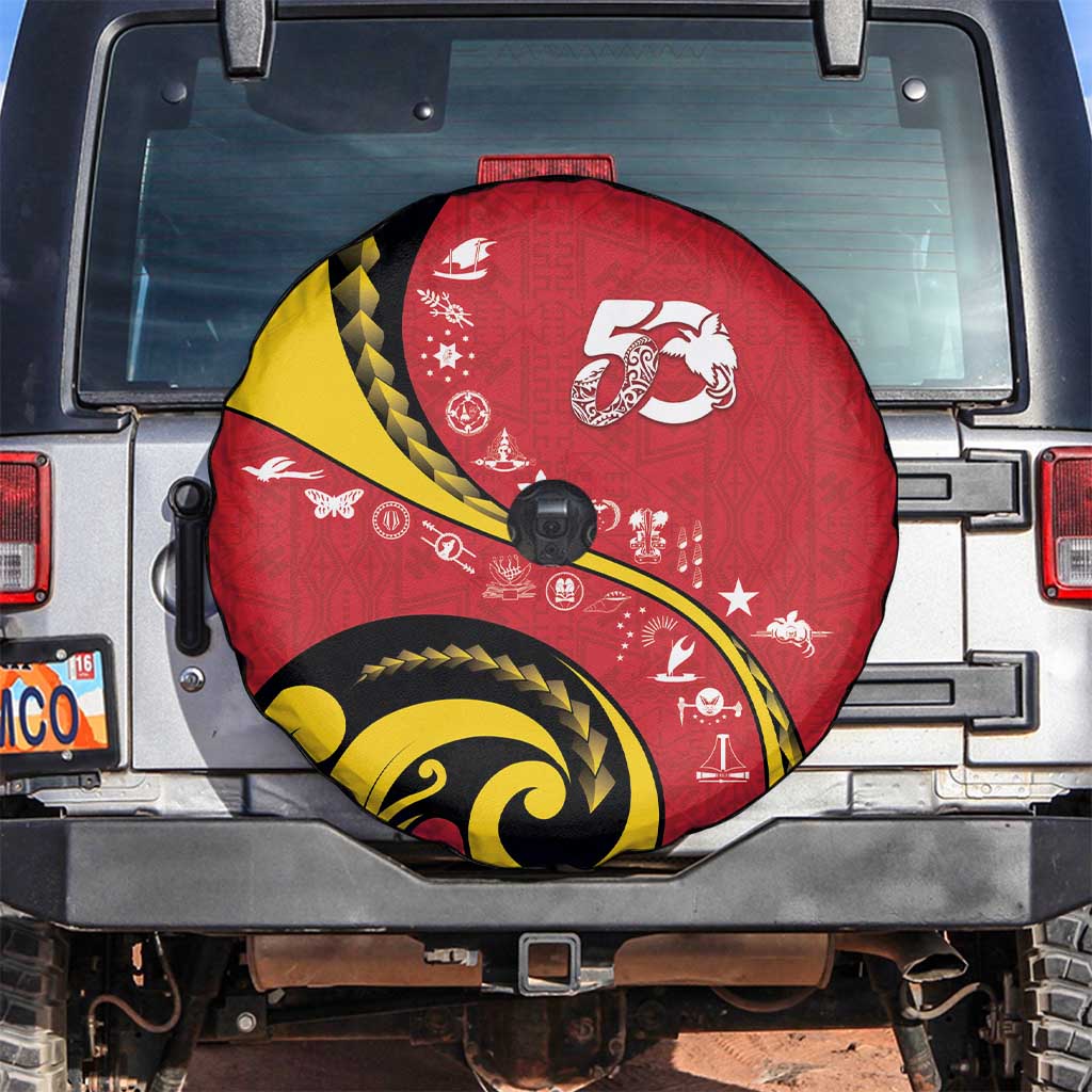 Papua New Guinea 50th Independence Anniversary Spare Tire Cover Special Style Red Version - Polynesian Pride