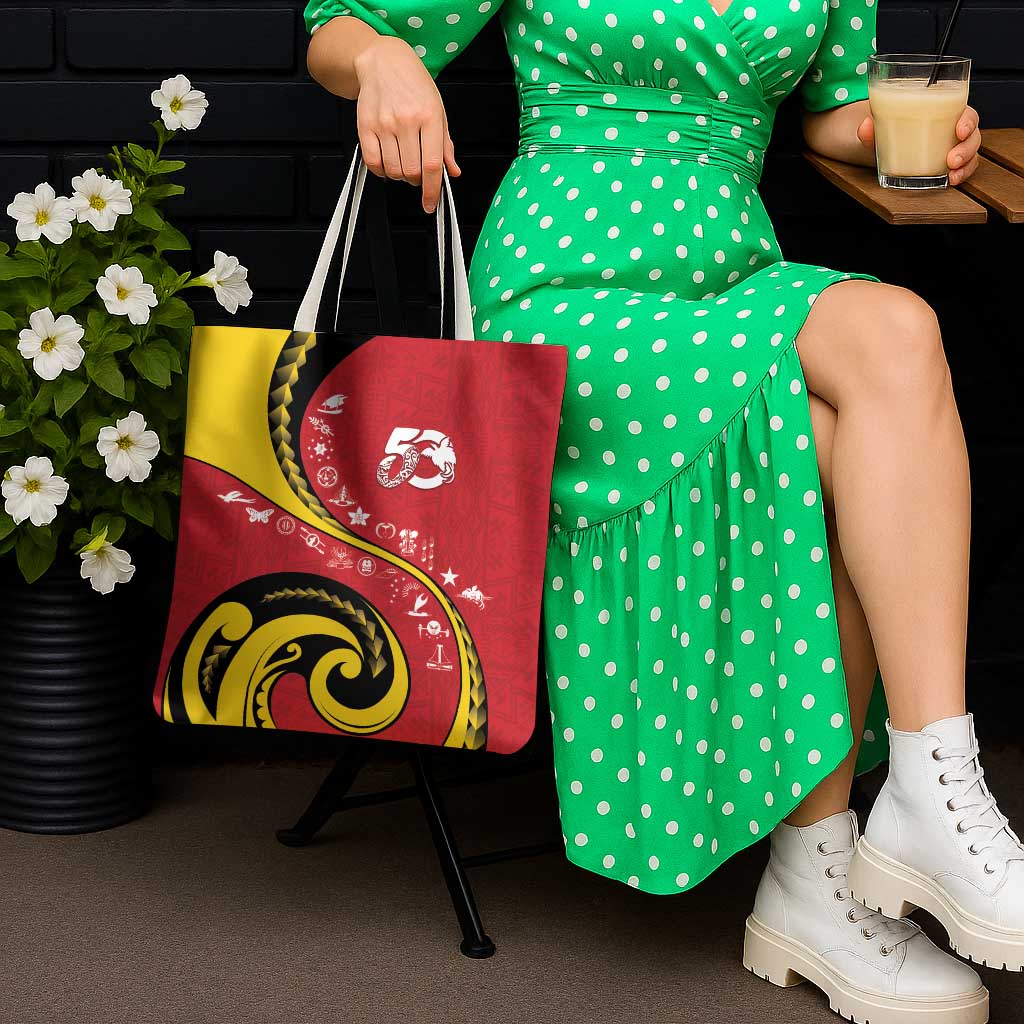 Papua New Guinea 50th Independence Anniversary Tote Bag Special Style Red Version - Polynesian Pride