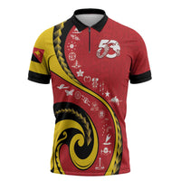 Papua New Guinea 50th Independence Anniversary Zipper Polo Shirt Special Style Red Version - Polynesian Pride