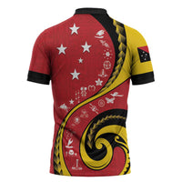 Papua New Guinea 50th Independence Anniversary Zipper Polo Shirt Special Style Red Version - Polynesian Pride