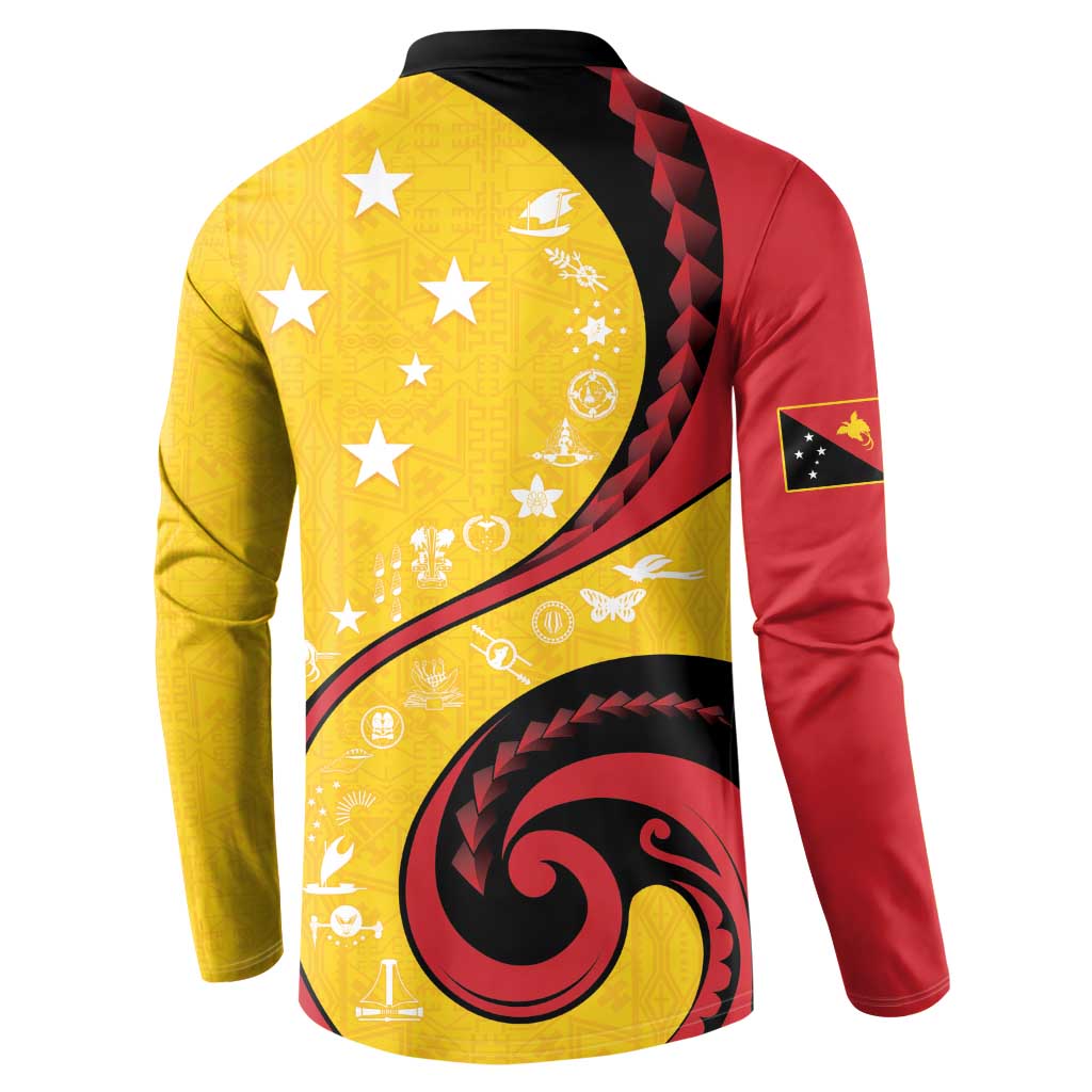 Papua New Guinea 50th Independence Anniversary Button Sweatshirt Special Style Yellow Version - Polynesian Pride