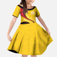 Papua New Guinea 50th Independence Anniversary Family Matching Off Shoulder Maxi Dress and Hawaiian Shirt Special Style Yellow Version LT05 Daughter's Dress Yellow - Polynesian Pride