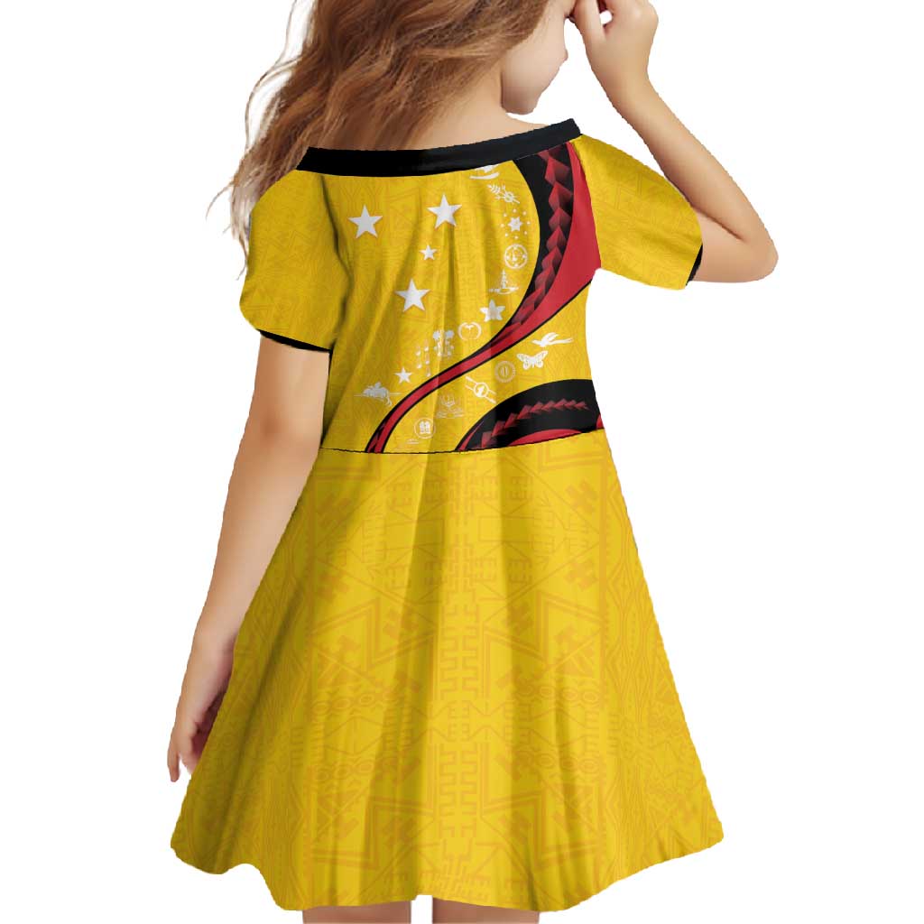 Papua New Guinea 50th Independence Anniversary Family Matching Off Shoulder Maxi Dress and Hawaiian Shirt Special Style Yellow Version LT05 - Polynesian Pride