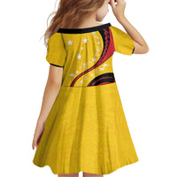 Papua New Guinea 50th Independence Anniversary Family Matching Off Shoulder Maxi Dress and Hawaiian Shirt Special Style Yellow Version LT05 - Polynesian Pride