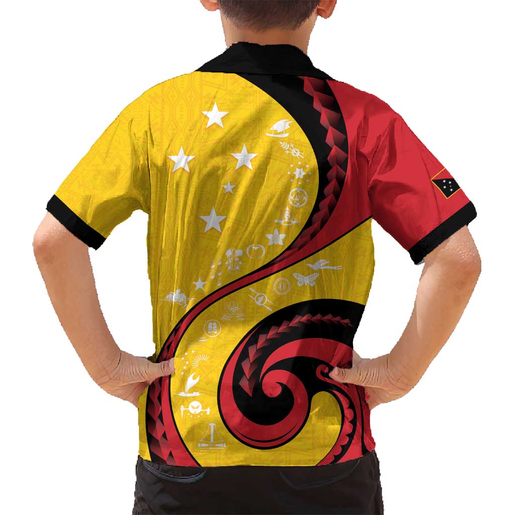 Papua New Guinea 50th Independence Anniversary Family Matching Off Shoulder Short Dress and Hawaiian Shirt Special Style Yellow Version LT05 - Polynesian Pride