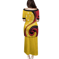 Papua New Guinea 50th Independence Anniversary Family Matching Puletasi and Hawaiian Shirt Special Style Yellow Version LT05 - Polynesian Pride