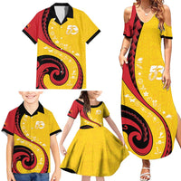Papua New Guinea 50th Independence Anniversary Family Matching Summer Maxi Dress and Hawaiian Shirt Special Style Yellow Version LT05 - Polynesian Pride
