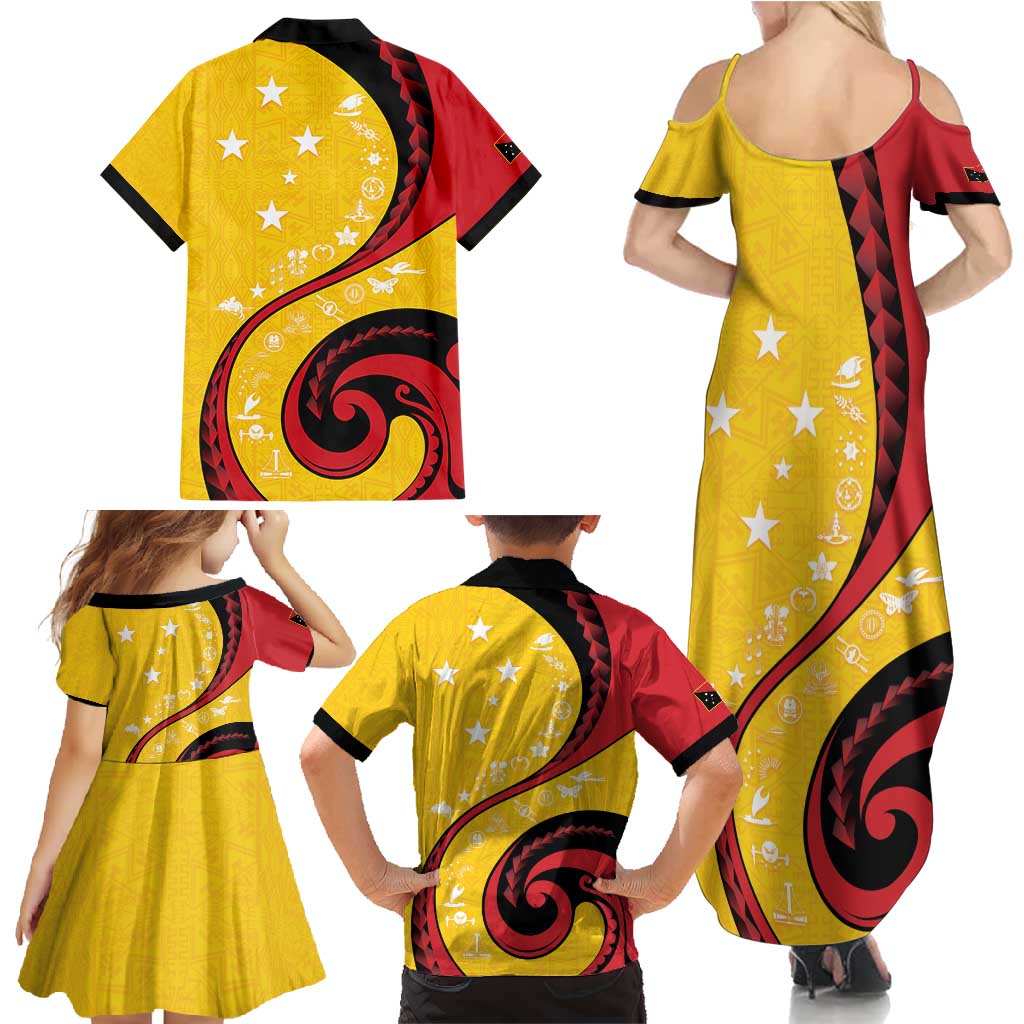 Papua New Guinea 50th Independence Anniversary Family Matching Summer Maxi Dress and Hawaiian Shirt Special Style Yellow Version LT05 - Polynesian Pride
