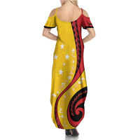 Papua New Guinea 50th Independence Anniversary Family Matching Summer Maxi Dress and Hawaiian Shirt Special Style Yellow Version LT05 - Polynesian Pride