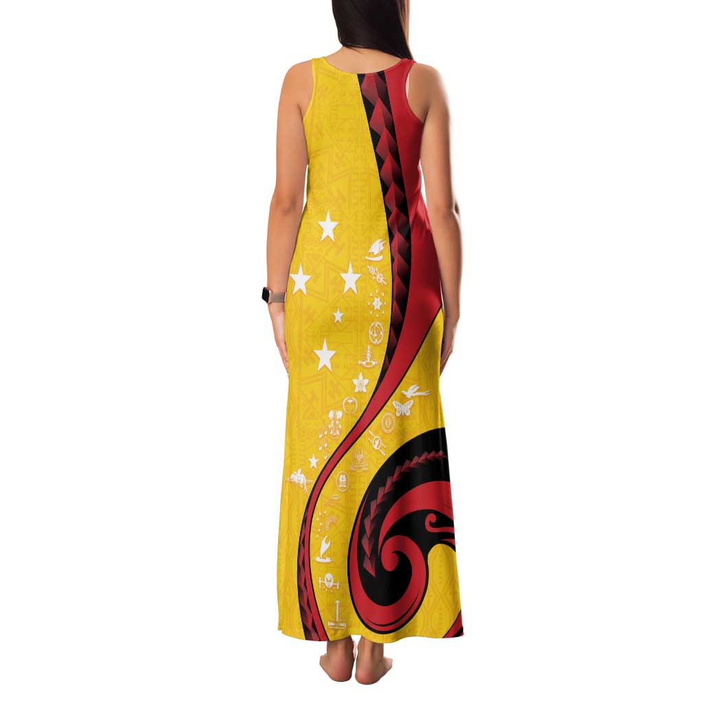 Papua New Guinea 50th Independence Anniversary Family Matching Tank Maxi Dress and Hawaiian Shirt Special Style Yellow Version LT05 - Polynesian Pride