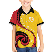 Papua New Guinea 50th Independence Anniversary Family Matching Tank Maxi Dress and Hawaiian Shirt Special Style Yellow Version LT05 Son's Shirt Yellow - Polynesian Pride