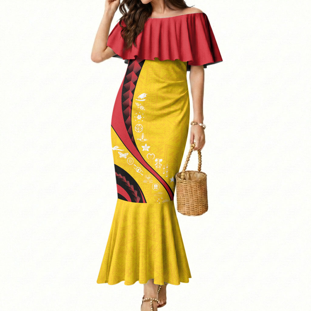 Papua New Guinea Independence Mermaid Dress Special Style Yellow Version LT05 Women Yellow - Polynesian Pride