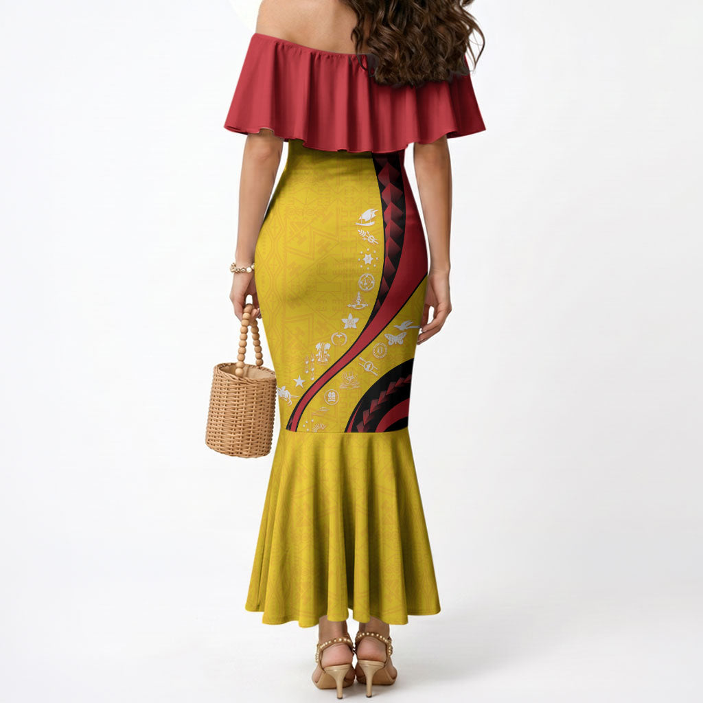 Papua New Guinea Independence Mermaid Dress Special Style Yellow Version LT05 - Polynesian Pride