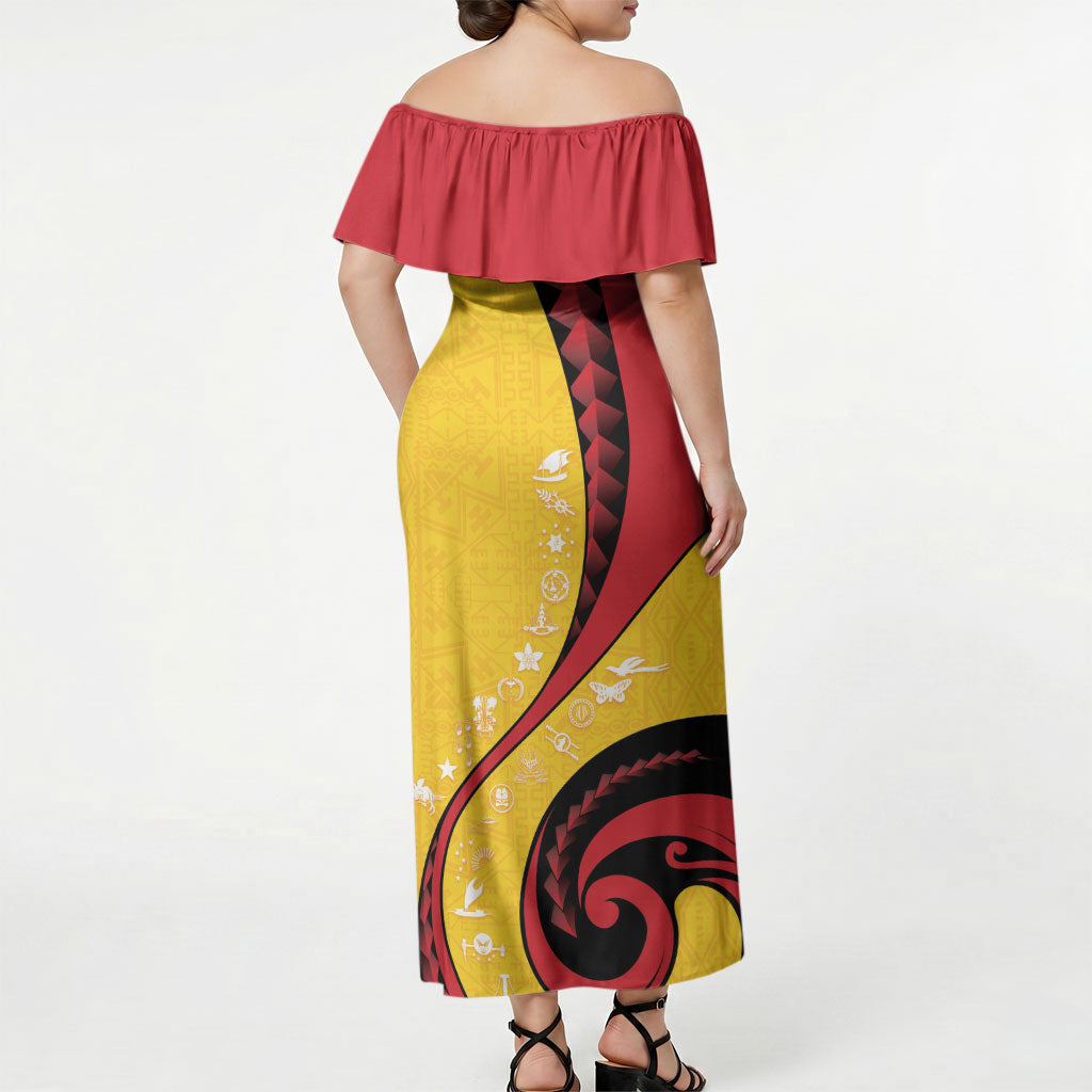 Papua New Guinea Independence Off Shoulder Maxi Dress Special Style Yellow Version LT05 - Polynesian Pride