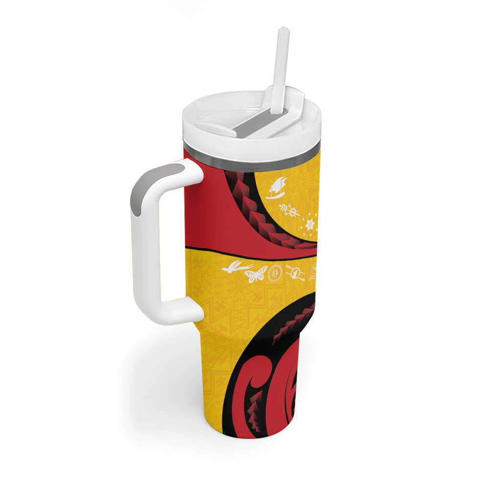 Papua New Guinea 50th Independence Anniversary Tumbler With Handle Special Style Yellow Version - Polynesian Pride