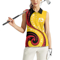 Papua New Guinea 50th Independence Anniversary Women Sleeveless Polo Shirt Special Style Yellow Version - Polynesian Pride