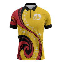 Papua New Guinea 50th Independence Anniversary Zipper Polo Shirt Special Style Yellow Version - Polynesian Pride