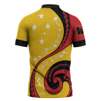 Papua New Guinea 50th Independence Anniversary Zipper Polo Shirt Special Style Yellow Version - Polynesian Pride