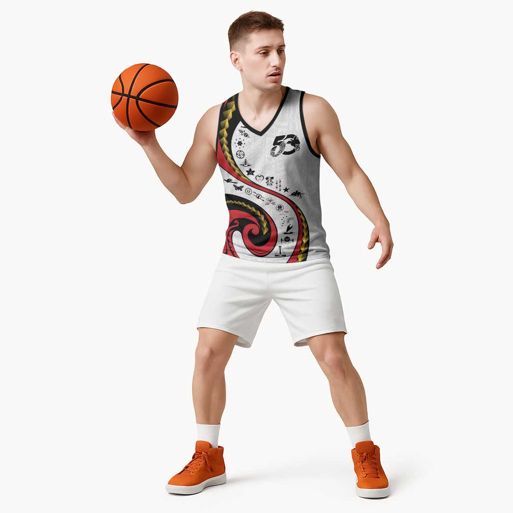 Papua New Guinea 50th Independence Anniversary Basketball Jersey Special Style White Version - Polynesian Pride
