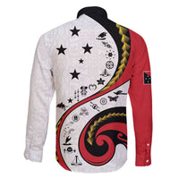 Papua New Guinea 50th Independence Anniversary Family Matching Off The Shoulder Long Sleeve Dress and Hawaiian Shirt Special Style White Version LT05 - Polynesian Pride