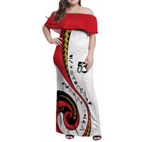 Papua New Guinea 50th Independence Anniversary Family Matching Off Shoulder Maxi Dress and Hawaiian Shirt Special Style White Version LT05 Mom's Dress White - Polynesian Pride