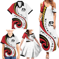 Papua New Guinea 50th Independence Anniversary Family Matching Summer Maxi Dress and Hawaiian Shirt Special Style White Version LT05 - Polynesian Pride