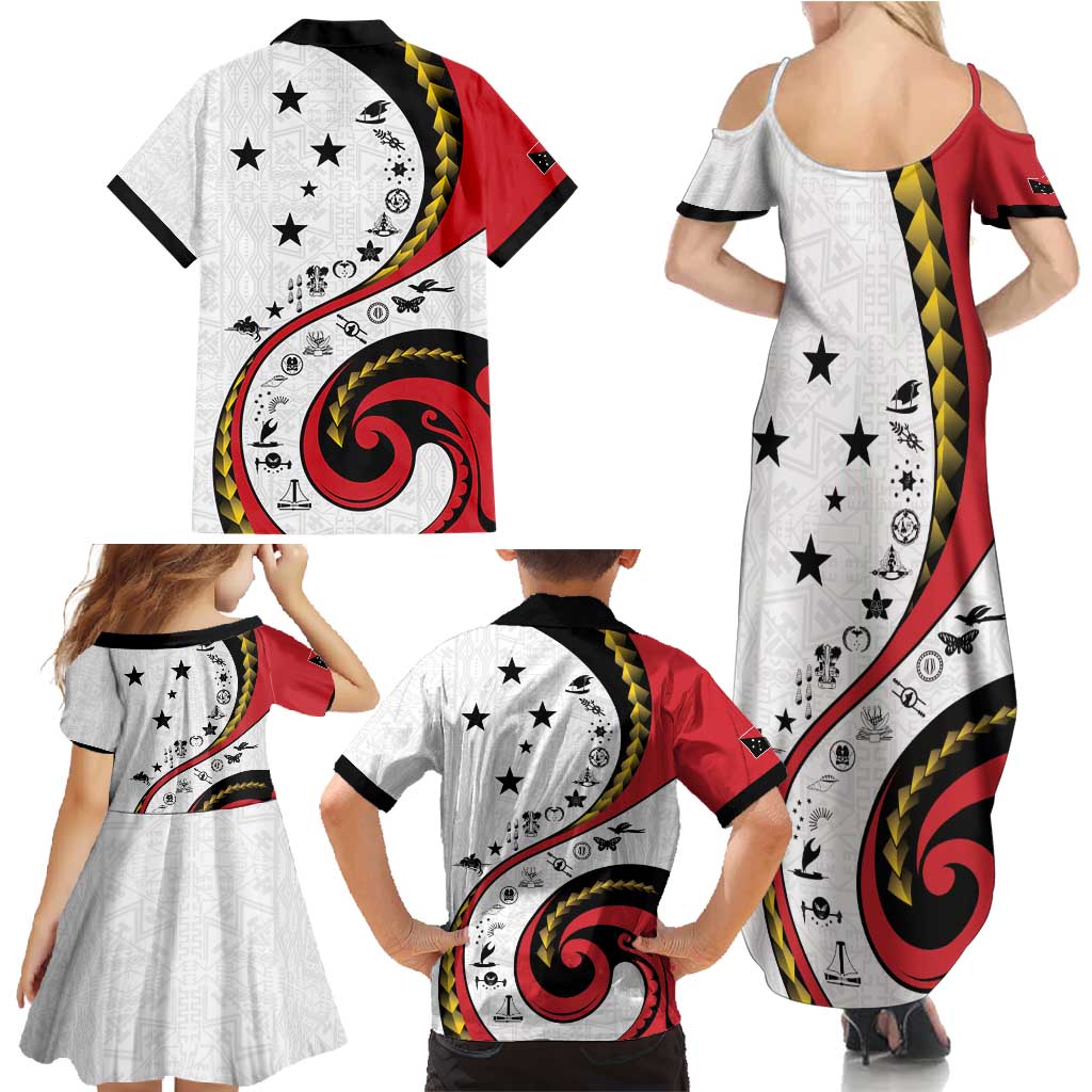 Papua New Guinea 50th Independence Anniversary Family Matching Summer Maxi Dress and Hawaiian Shirt Special Style White Version LT05 - Polynesian Pride