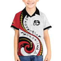 Papua New Guinea 50th Independence Anniversary Family Matching Tank Maxi Dress and Hawaiian Shirt Special Style White Version LT05 Son's Shirt White - Polynesian Pride