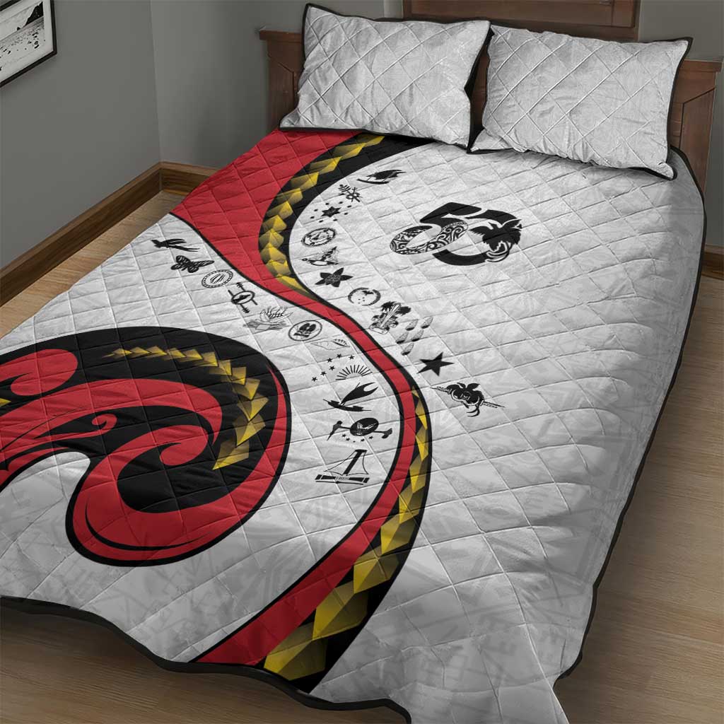 Papua New Guinea 50th Independence Anniversary Quilt Bed Set Special Style White Version - Polynesian Pride