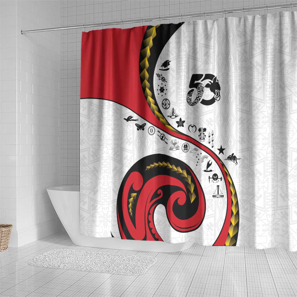 Papua New Guinea 50th Independence Anniversary Shower Curtain Special Style White Version - Polynesian Pride