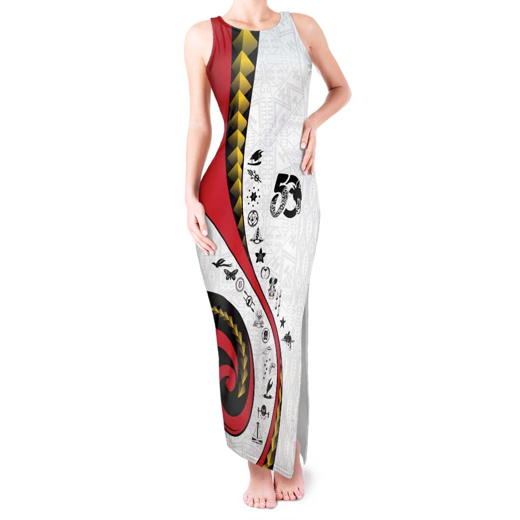 Papua New Guinea 50th Independence Anniversary Tank Maxi Dress Special Style White Version - Polynesian Pride