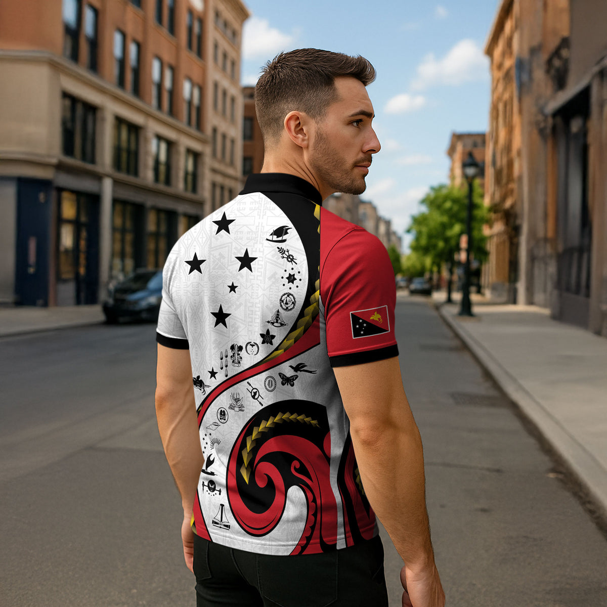 Papua New Guinea Independence Zipper Polo Shirt Special Style White Version LT05 - Polynesian Pride