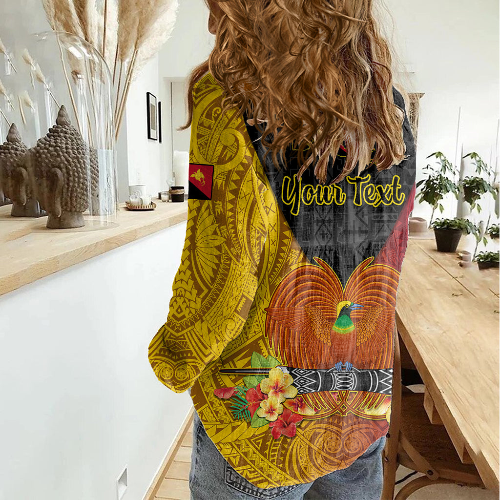Personalized Papua New Guinea Independence Day Women Casual Shirt Bird Of Paradise With Polynesian Pattern LT05 - Polynesian Pride
