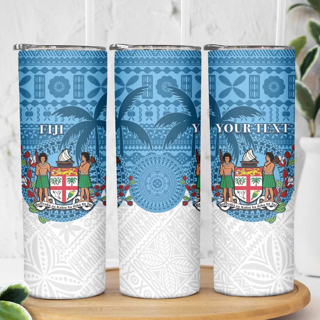 Personalised Fiji Skinny Tumbler Coat Of Arms Tagimoucia With Fijian Tapa Pattern LT05 - Polynesian Pride