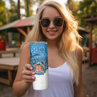 Personalised Fiji Skinny Tumbler Coat Of Arms Tagimoucia With Fijian Tapa Pattern LT05 - Polynesian Pride