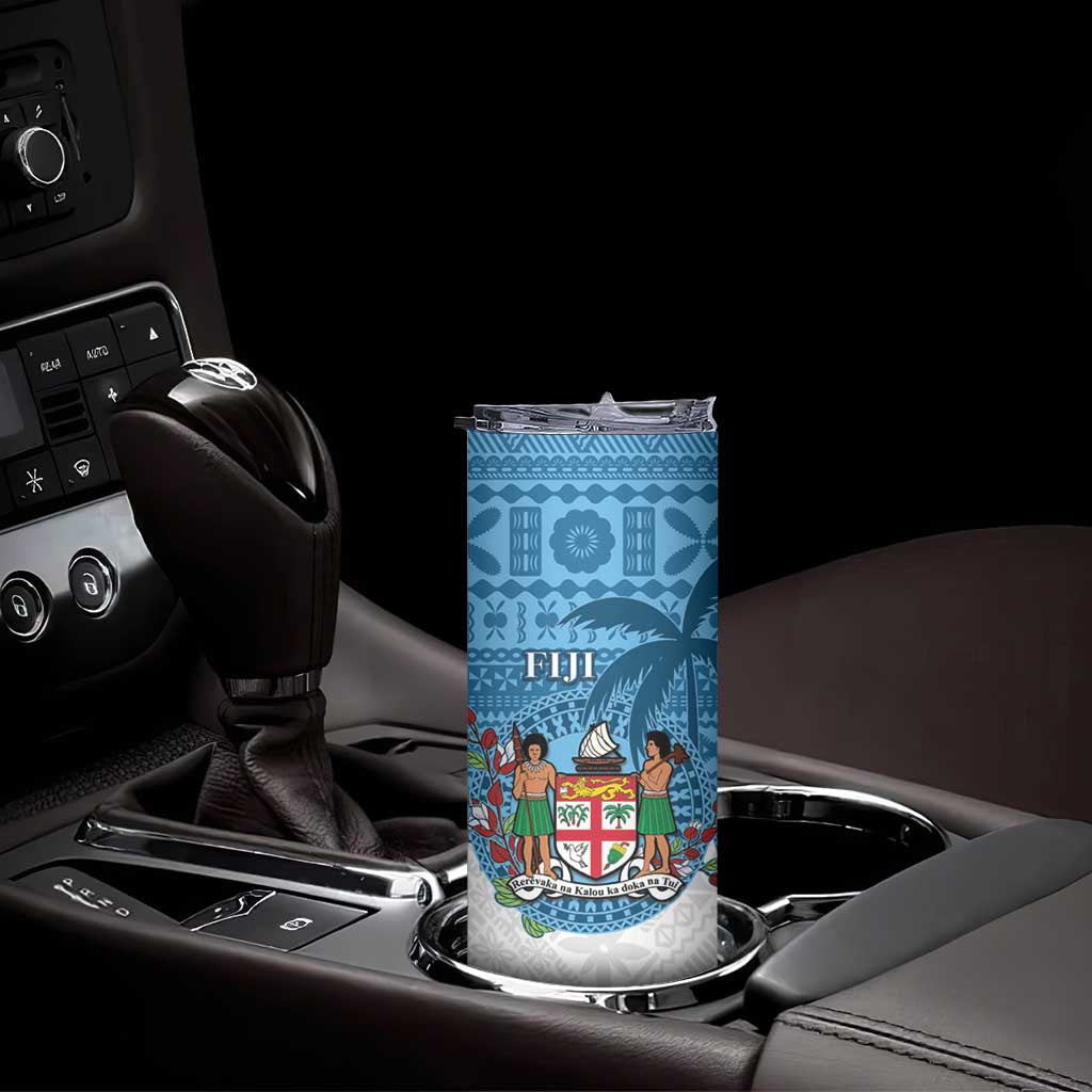 Personalised Fiji Skinny Tumbler Coat Of Arms Tagimoucia With Fijian Tapa Pattern LT05 - Polynesian Pride