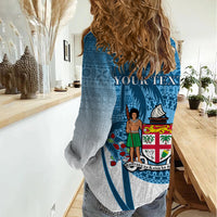 Personalized Fiji Women Casual Shirt Coat Of Arms Tagimoucia With Fijian Tapa Pattern LT05 - Polynesian Pride