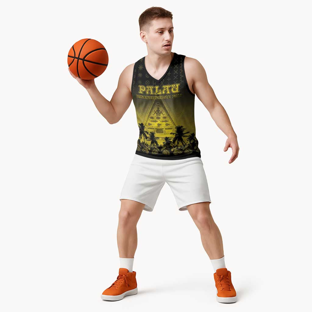 Personalised Palau Independence Day Basketball Jersey Palauan Tattoo Pattern - Polynesian Pride