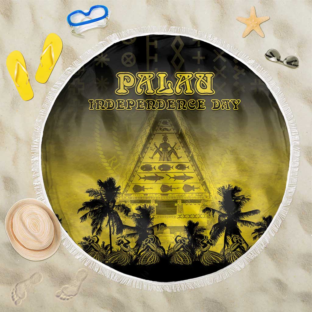 Palau Independence Day Beach Blanket Palauan Tattoo Pattern LT05 One Size 150cm Black - Polynesian Pride
