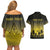 Personalised Palau Independence Day Couples Matching Off Shoulder Short Dress and Hawaiian Shirt Palauan Tattoo Pattern - Polynesian Pride